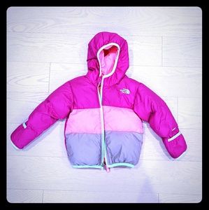 The North Face pink 550 reversible down jacket